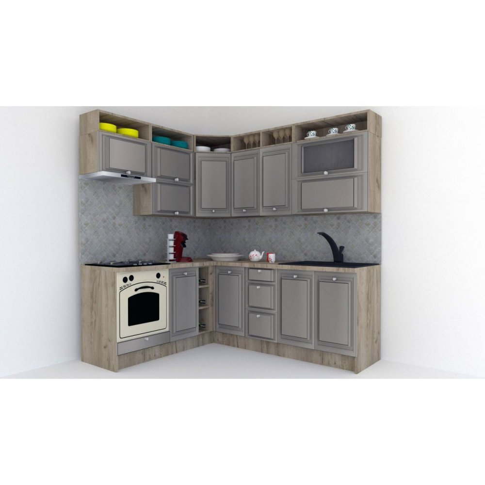 Bucatarie de Colt LEEA ART CORNER FRONT MDF CANYON 180-220 B ST. K002 / decor 210