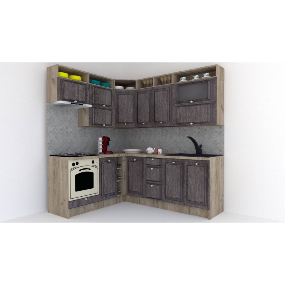 Bucatarie de Colt LEEA ART CORNER FRONT MDF CANYON 180-220 B ST. K002 / decor 247 Bucatarie de Colt LEEA ART CORNER FRONT MDF CANYON 180-220 B ST. K002 / decor 247