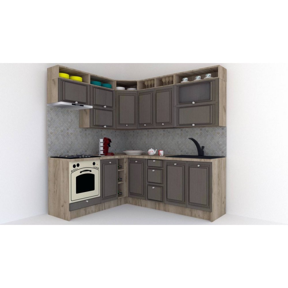 Bucatarie de Colt LEEA ART CORNER FRONT MDF CANYON 180-220 B ST. K002 / decor 265 Bucatarie de Colt LEEA ART CORNER FRONT MDF CANYON 180-220 B ST. K002 / decor 265