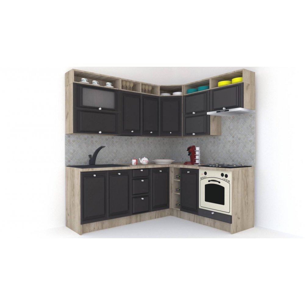 Bucatarie de Colt LEEA ART CORNER FRONT MDF ELBA 180-220 B DR. K002 / decor 258