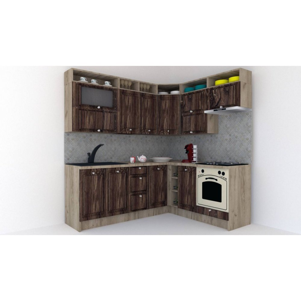 Bucatarie de Colt LEEA ART CORNER FRONT MDF ELBA 180-220 B DR. K002 / decor 264