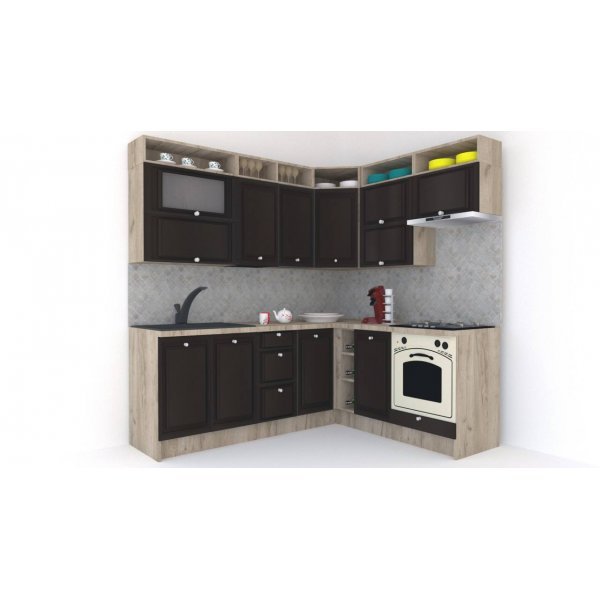 Bucatarie de Colt LEEA ART CORNER FRONT MDF EKRAN 180-220 B ST. K002 / decor 244