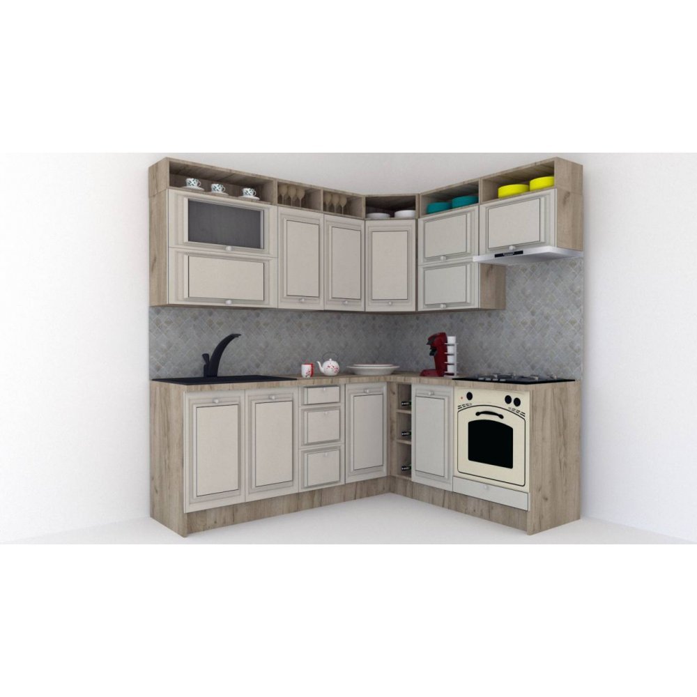 Bucatarie de Colt LEEA ART CORNER FRONT MDF FRESCO 180-220 B DR. K002 / decor 102