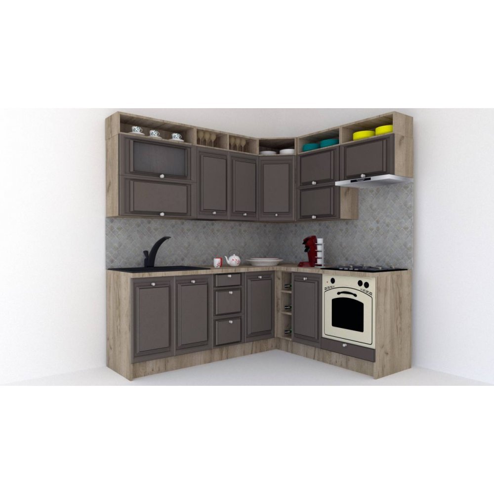 Bucatarie de Colt LEEA ART CORNER FRONT MDF FRESCO 180-220 B DR. K002 / decor 218