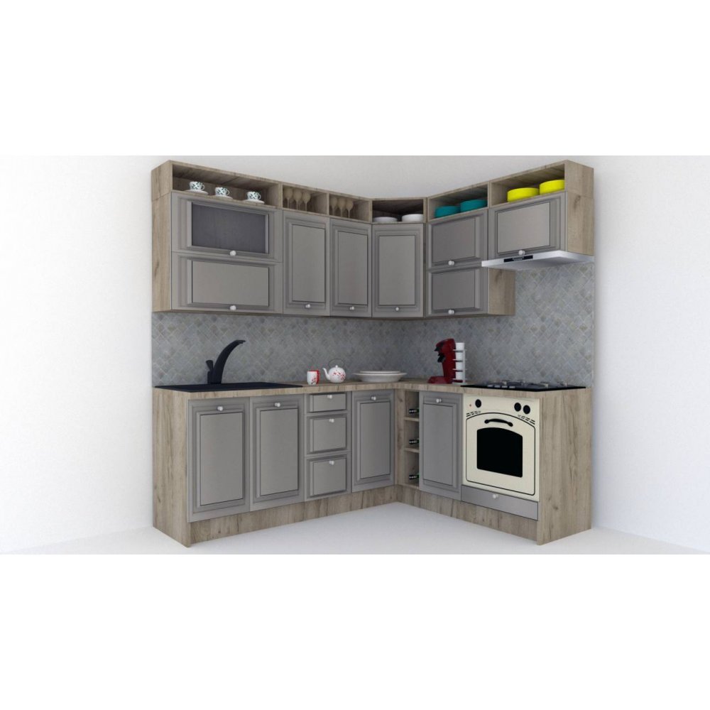 Bucatarie de Colt LEEA ART CORNER FRONT MDF SPARX 180-220 B DR. K002 / decor 210
