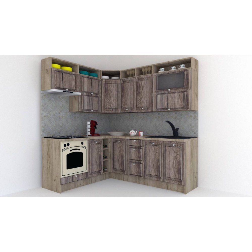 Bucatarie de Colt LEEA ART CORNER FRONT MDF STILE 180-220 B ST. K002 / decor 213