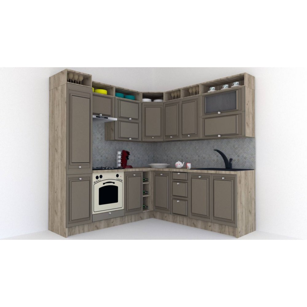 Bucatarie de Colt LEEA ART CORNER FRONT MDF EKRAN 220-220 A ST. K002 / decor 200