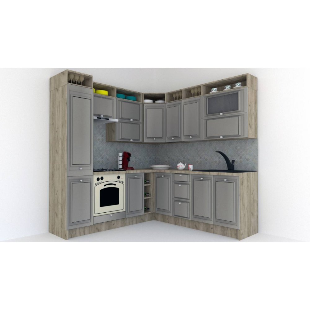 Bucatarie de Colt LEEA ART CORNER FRONT MDF PARMA 220-220 A ST. K002 / decor 210