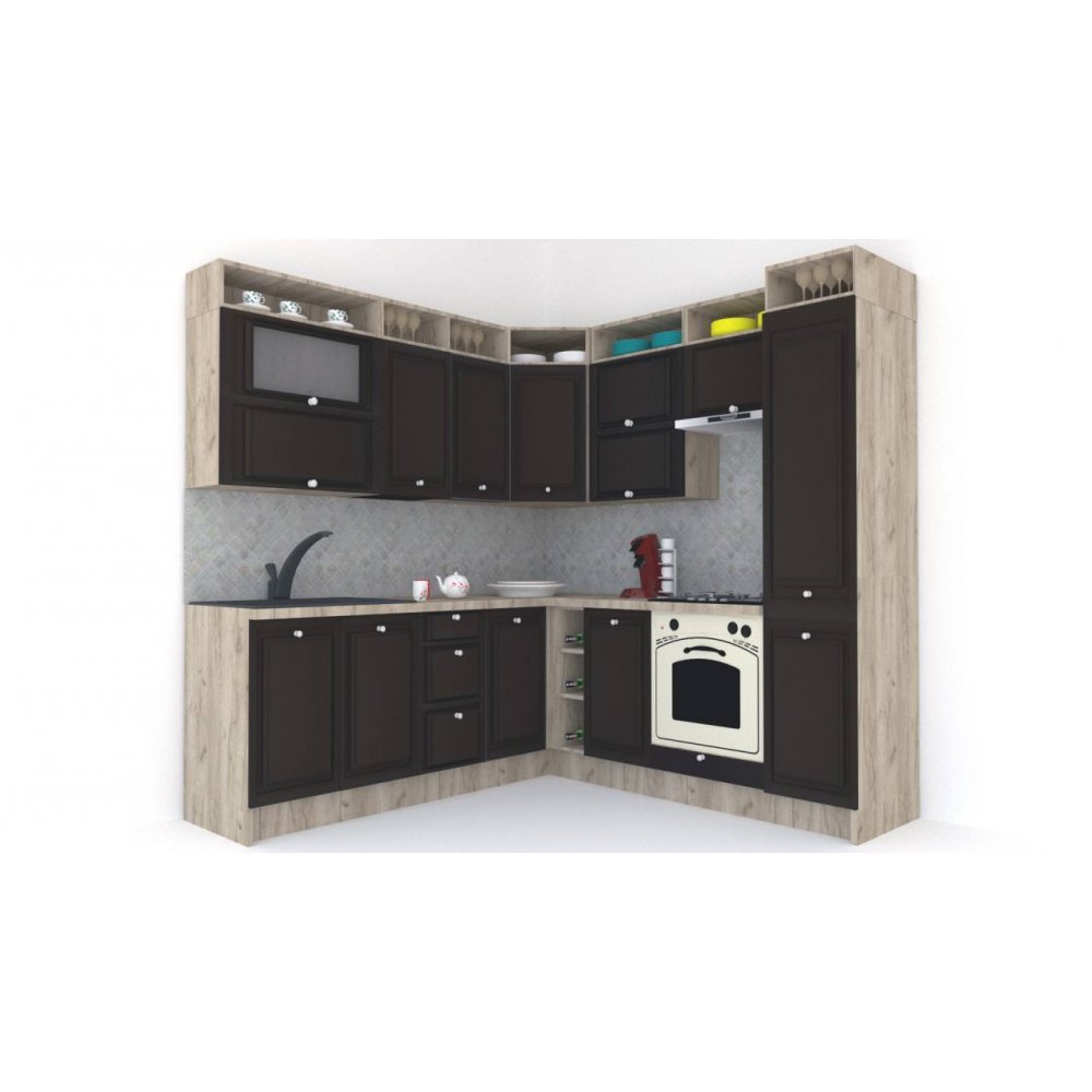 Bucatarie de Colt LEEA ART CORNER FRONT MDF CANYON 220-220 A DR. K002 / decor 244