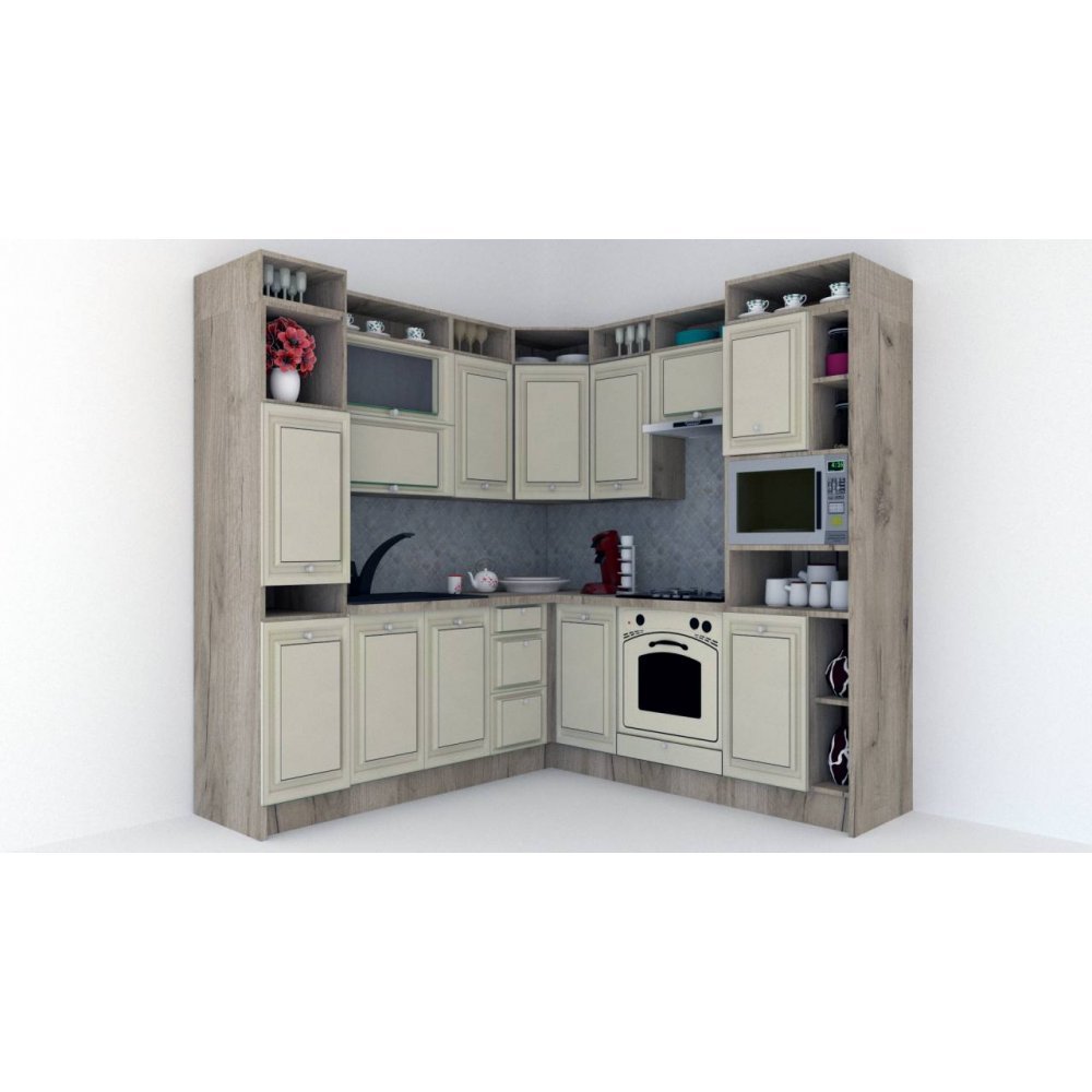 Bucatarie de Colt LEEA ART CORNER FRONT MDF EKRAN 220-220 B DR. K002 / decor 232
