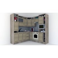 Bucatarie de Colt LEEA ART CORNER FRONT MDF EKRAN 220-220 B DR. K002 / decor 243