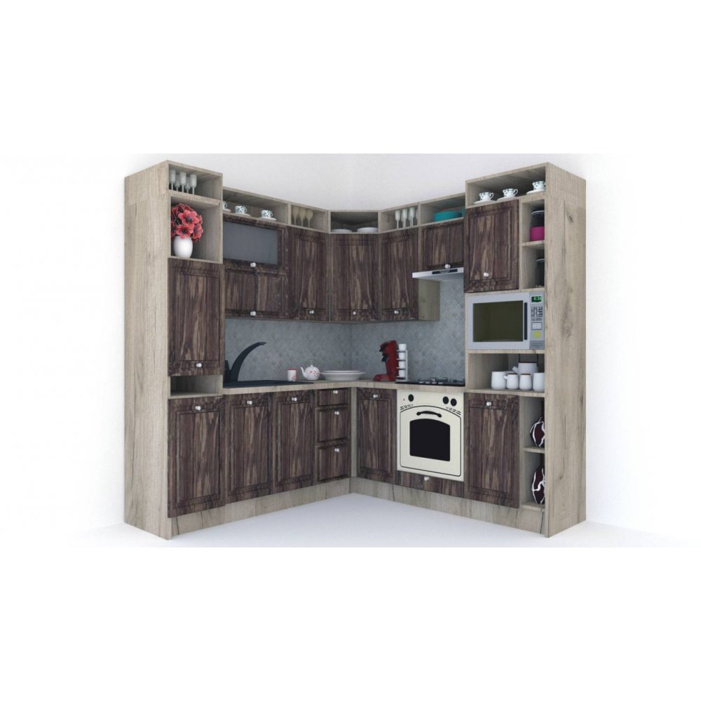 Bucatarie de Colt LEEA ART CORNER FRONT MDF EKRAN 220-220 B DR. K002 / decor 264