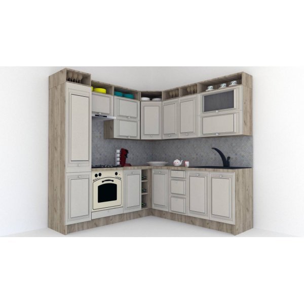 Bucatarie de Colt LEEA ART CORNER FRONT MDF CANYON 220-220 A ST. K002 / decor 102