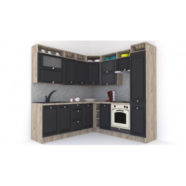 Bucatarie de Colt LEEA ART CORNER FRONT MDF ELBA 220-220 A DR. K002 / decor 258