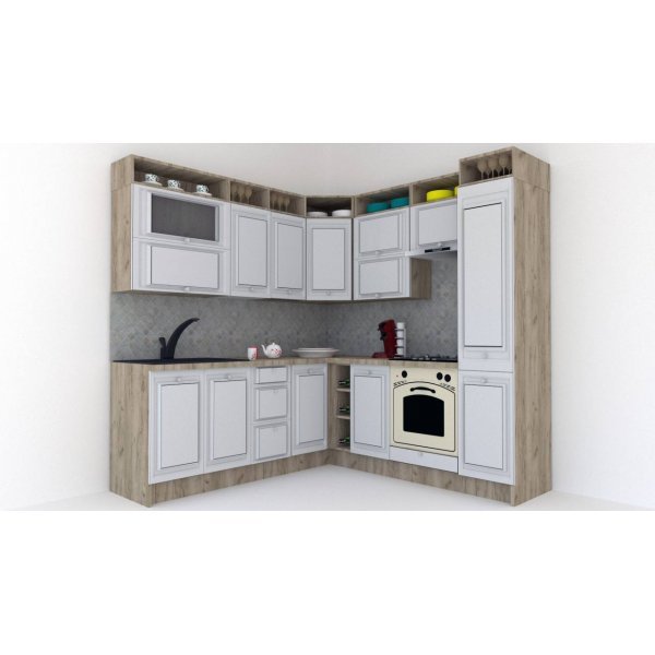 Bucatarie de Colt LEEA ART CORNER FRONT MDF ELBA 220-220 A DR. K002 / decor 263