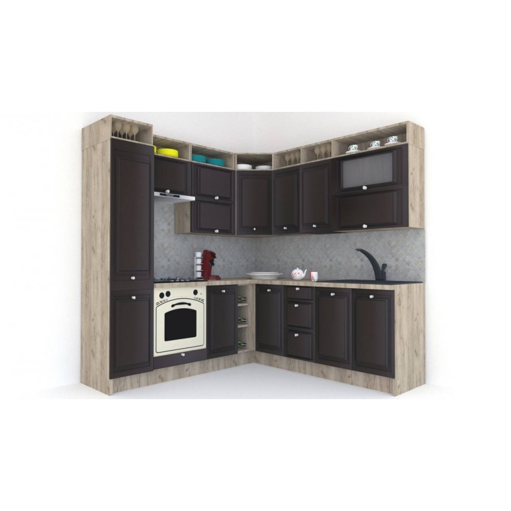 Bucatarie de Colt LEEA ART CORNER FRONT MDF ELBA 220-220 A ST. K002 / decor 176 Bucatarie de Colt LEEA ART CORNER FRONT MDF ELBA 220-220 A ST. K002 / decor 176