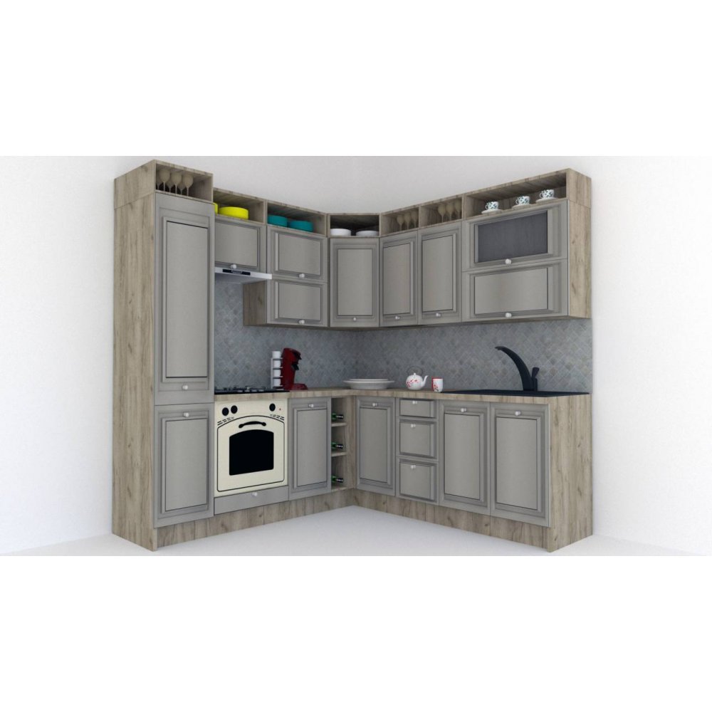 Bucatarie de Colt LEEA ART CORNER FRONT MDF ELBA 220-220 A ST. K002 / decor 227