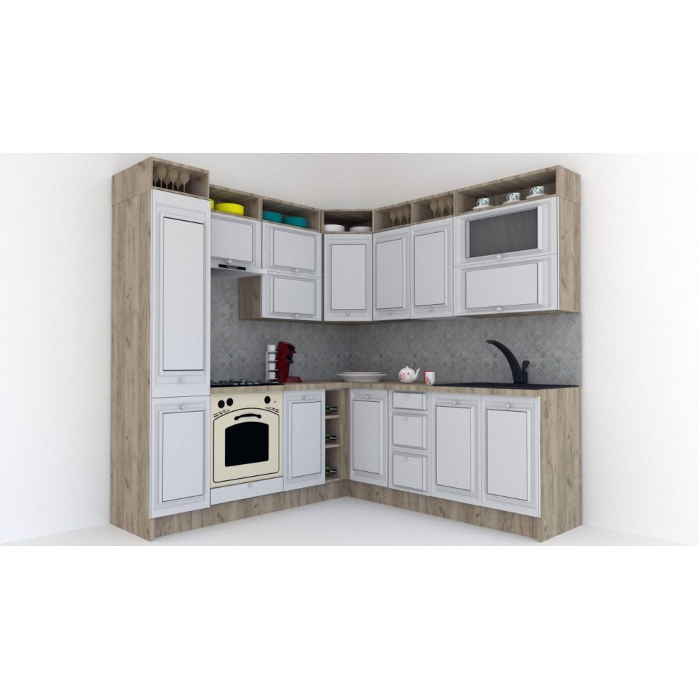 Bucatarie de Colt LEEA ART CORNER FRONT MDF ELBA 220-220 A ST. K002 / decor 263