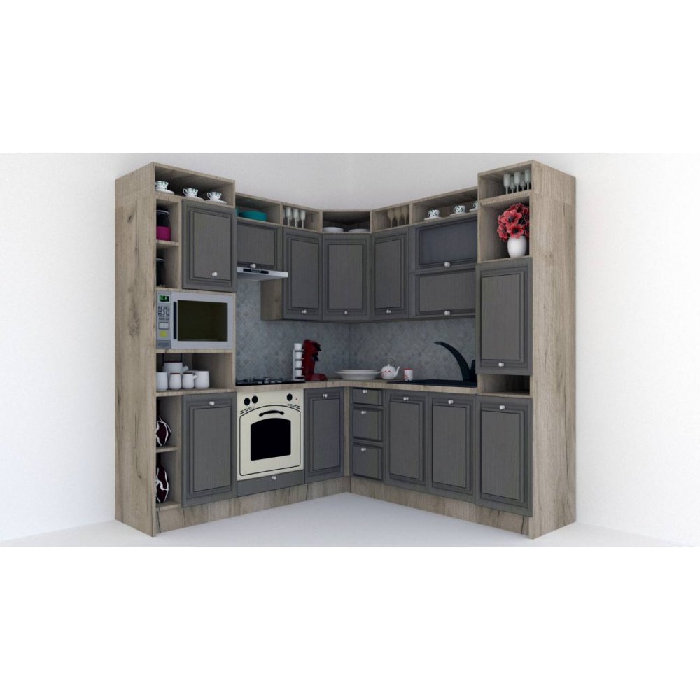Bucatarie de Colt LEEA ART CORNER FRONT MDF PARMA 220-220 B ST. K002 / decor 265