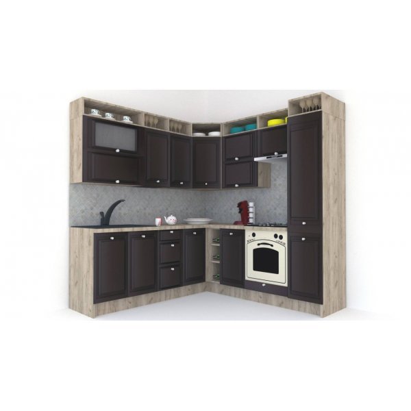 Bucatarie de Colt LEEA ART CORNER FRONT MDF FRESCO 220-220 A DR. K002 / decor 176
