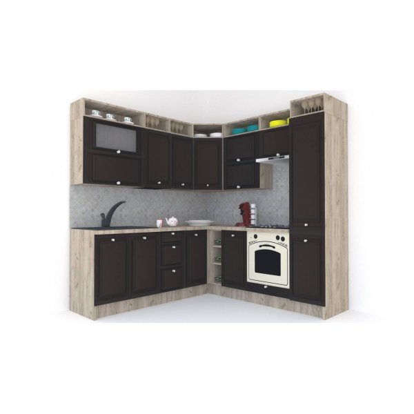 Bucatarie de Colt LEEA ART CORNER FRONT MDF FRESCO 220-220 A DR. K002 / decor 244