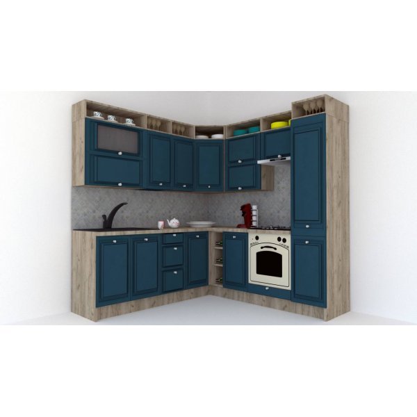 Bucatarie de Colt LEEA ART CORNER FRONT MDF FRESCO 220-220 A DR. K002 / decor 259