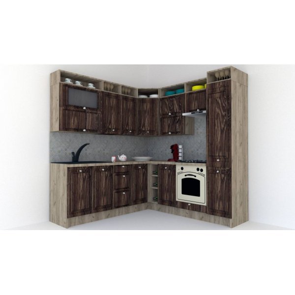 Bucatarie de Colt LEEA ART CORNER FRONT MDF FRESCO 220-220 A DR. K002 / decor 264