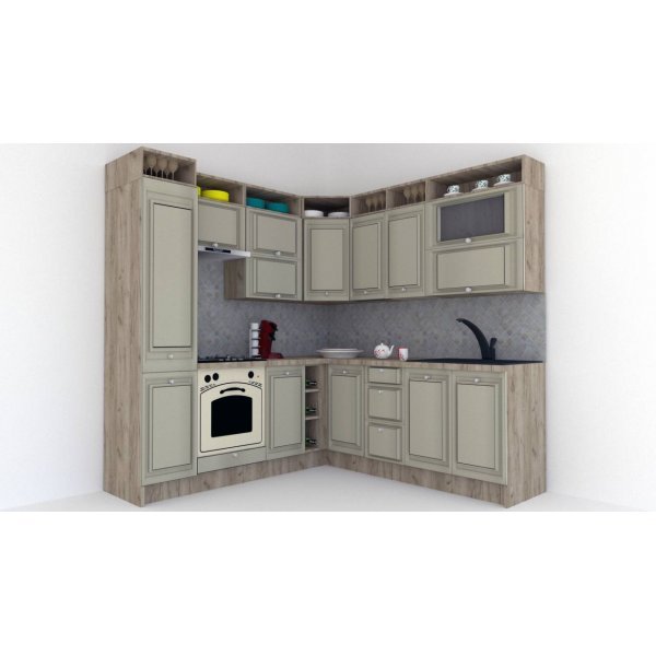 Bucatarie de Colt LEEA ART CORNER FRONT MDF FRESCO 220-220 A ST. K002 / decor 161