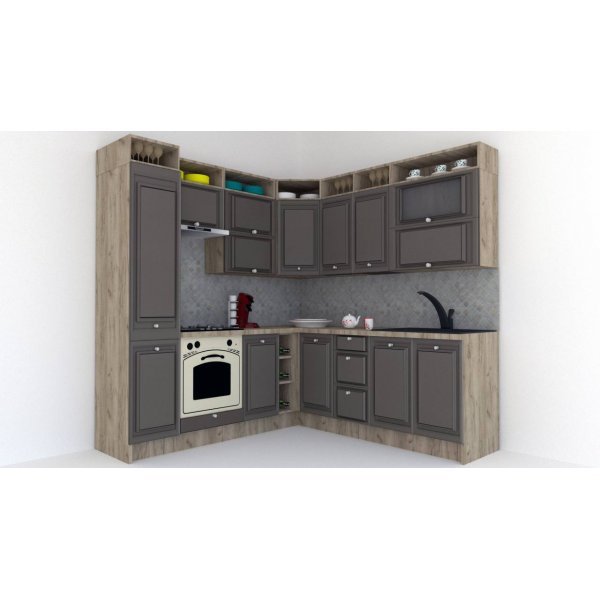 Bucatarie de Colt LEEA ART CORNER FRONT MDF FRESCO 220-220 A ST. K002 / decor 218