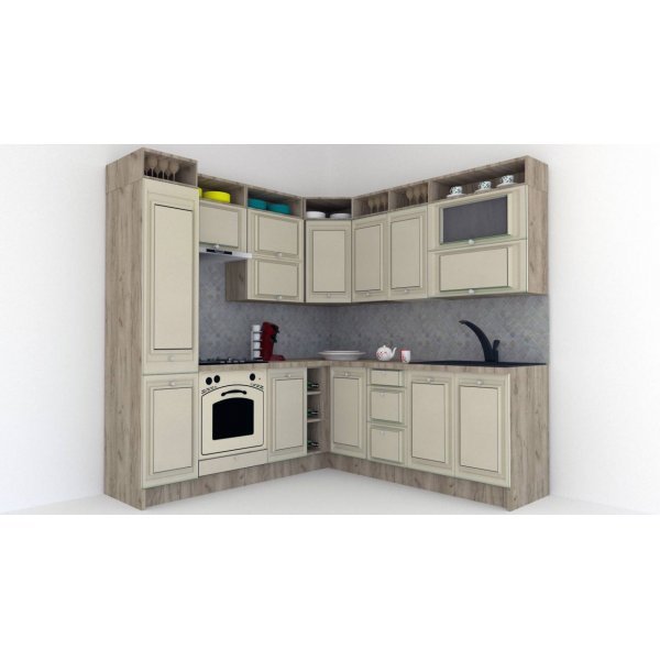 Bucatarie de Colt LEEA ART CORNER FRONT MDF FRESCO 220-220 A ST. K002 / decor 232
