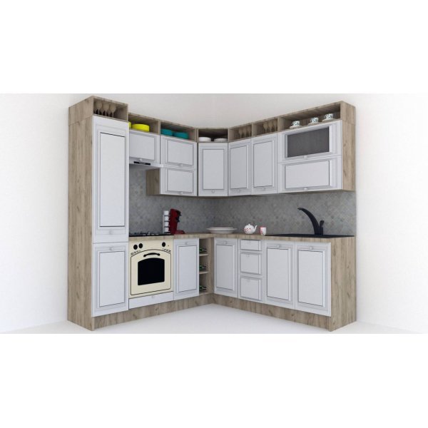 Bucatarie de Colt LEEA ART CORNER FRONT MDF FRESCO 220-220 A ST. K002 / decor 263
