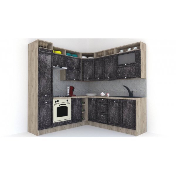 Bucatarie de Colt LEEA ART CORNER FRONT MDF FRESCO 220-220 A ST. K002 / decor 267