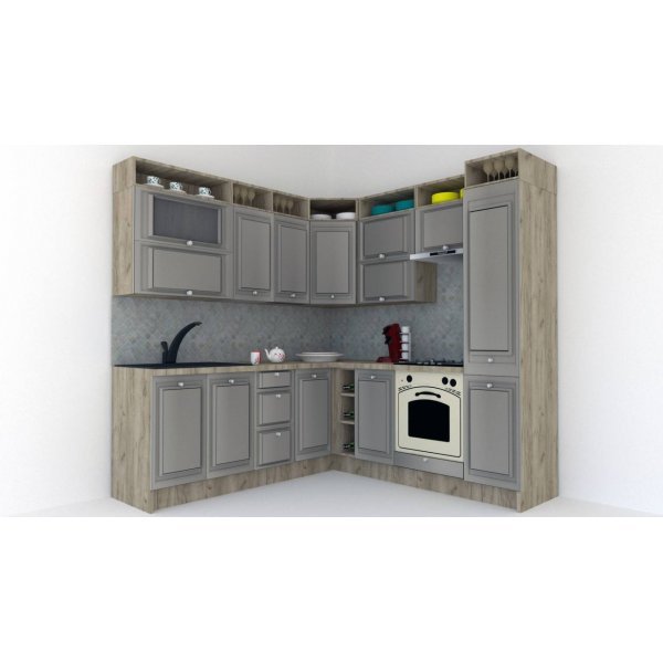 Bucatarie de Colt LEEA ART CORNER FRONT MDF STILE 220-220 A DR. K002 / decor 210