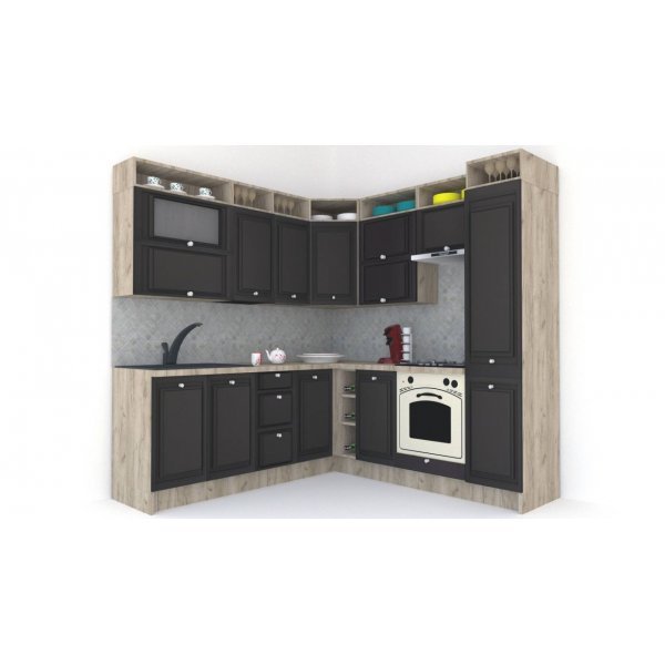 Bucatarie de Colt LEEA ART CORNER FRONT MDF STILE 220-220 A DR. K002 / decor 225