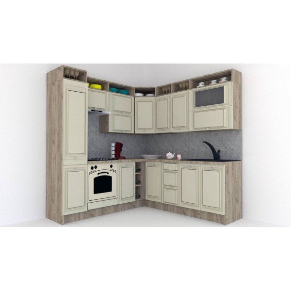 Bucatarie de Colt LEEA ART CORNER FRONT MDF STILE 220-220 A ST. K002 / decor 191