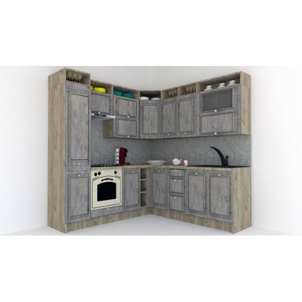 Bucatarie de Colt LEEA ART CORNER FRONT MDF STILE 220-220 A ST. K002 / decor 246