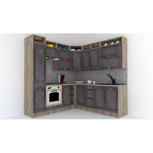 Bucatarie de Colt LEEA ART CORNER FRONT MDF STILE 220-220 A ST. K002 / decor 247