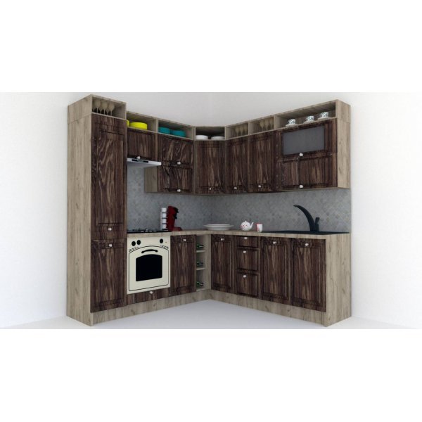 Bucatarie de Colt LEEA ART CORNER FRONT MDF STILE 220-220 A ST. K002 / decor 264