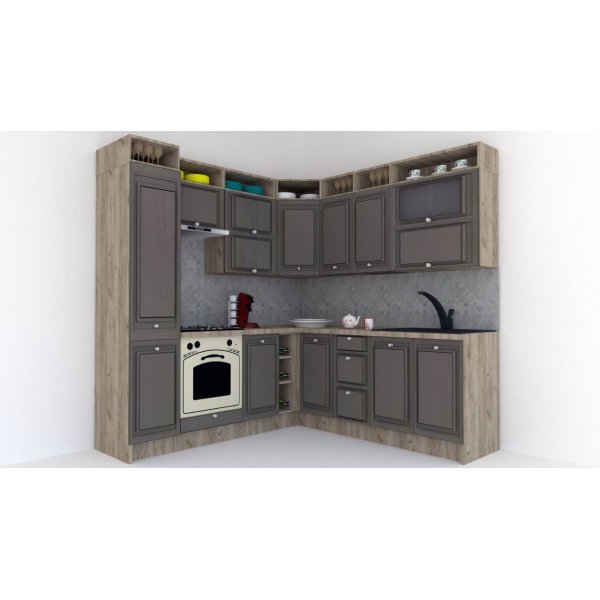 Bucatarie de Colt LEEA ART CORNER FRONT MDF STILE 220-220 A ST. K002 / decor 265