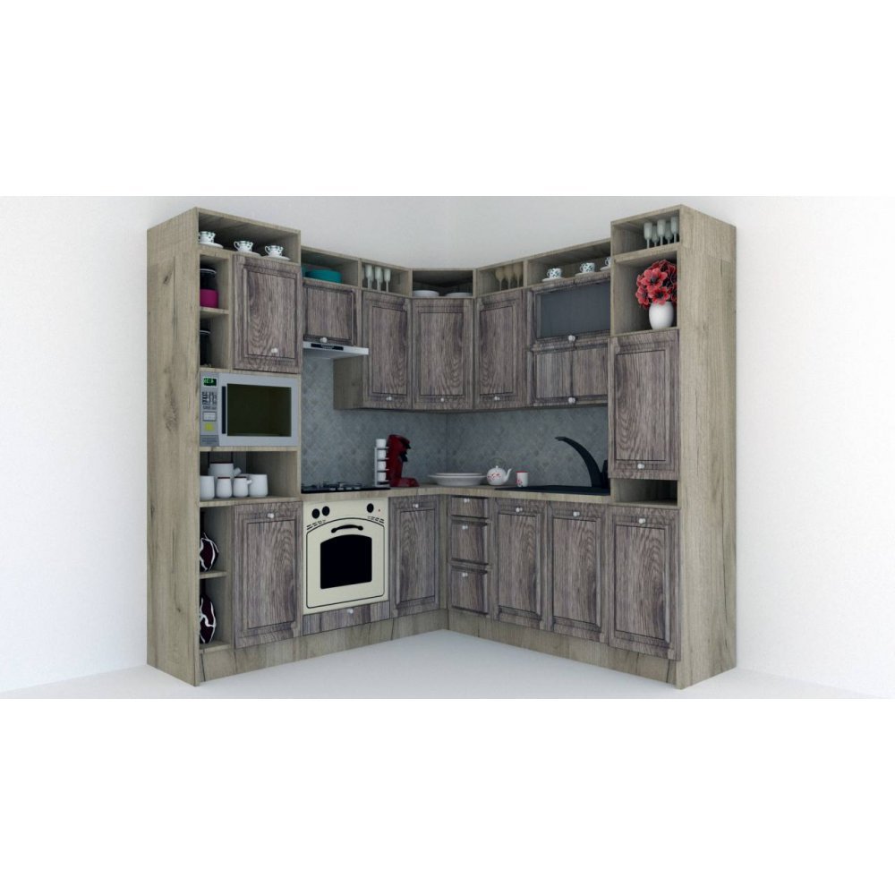 Bucatarie de Colt LEEA ART CORNER FRONT MDF ELBA 220-220 B ST. K002 / decor 213