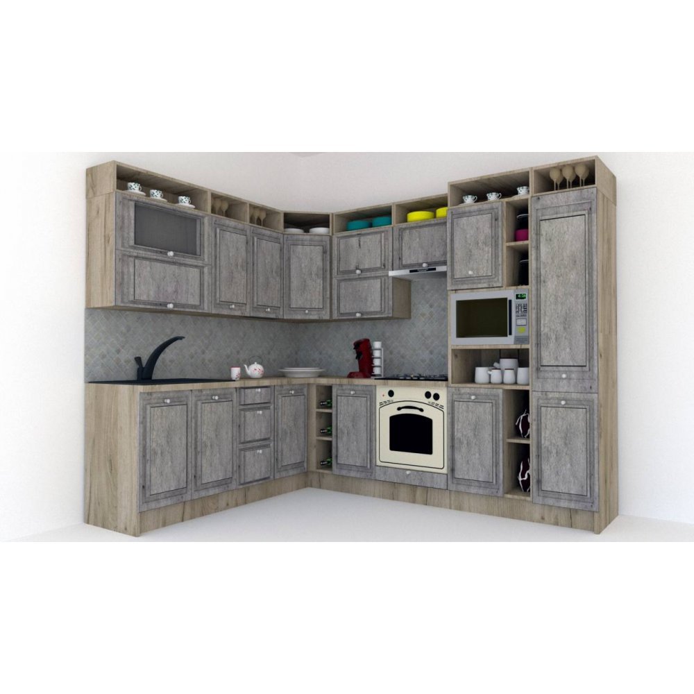 Bucatarie de Colt LEEA ART CORNER FRONT MDF ALAMO 220-280 DR. K002 / decor 246