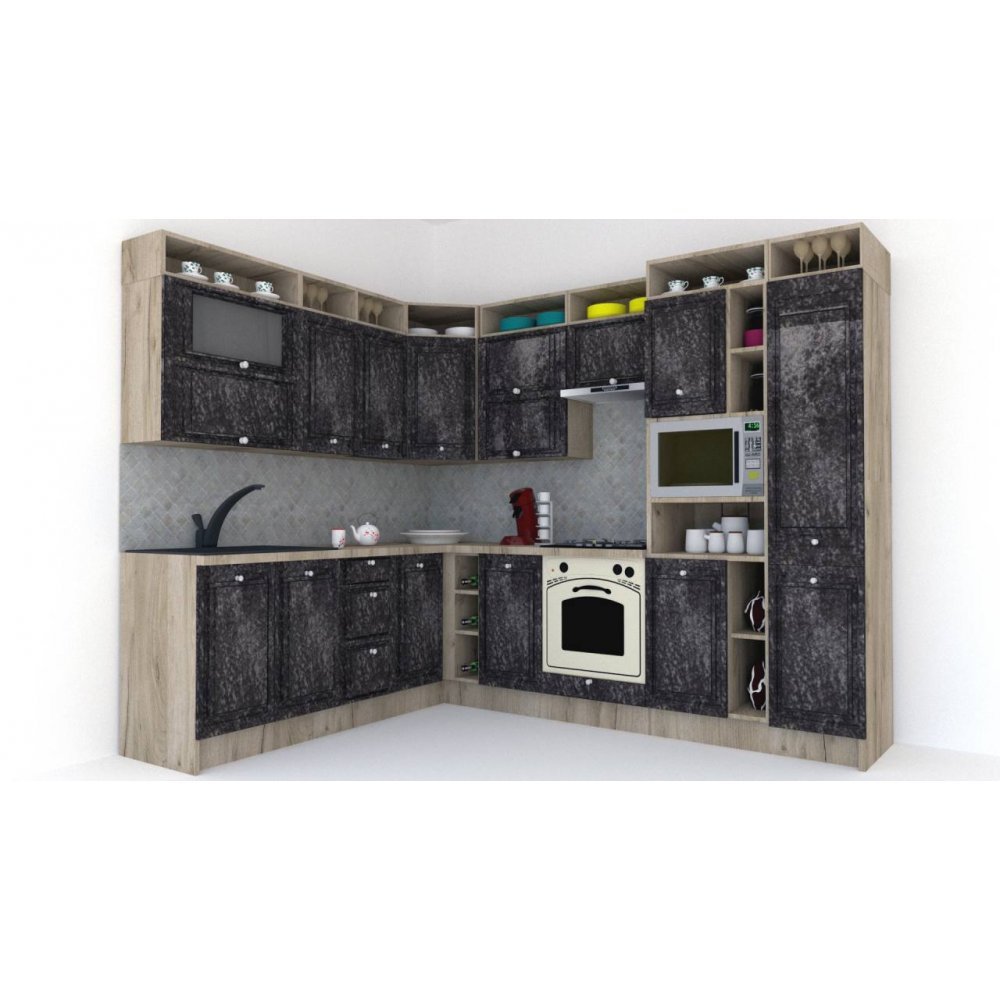 Bucatarie de Colt LEEA ART CORNER FRONT MDF ALAMO 220-280 DR. K002 / decor 267