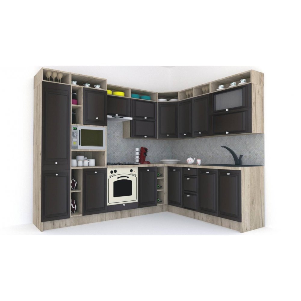 Bucatarie de Colt LEEA ART CORNER FRONT MDF ALAMO 220-280 ST. K002 / decor 176 Bucatarie de Colt LEEA ART CORNER FRONT MDF ALAMO 220-280 ST. K002 / decor 176