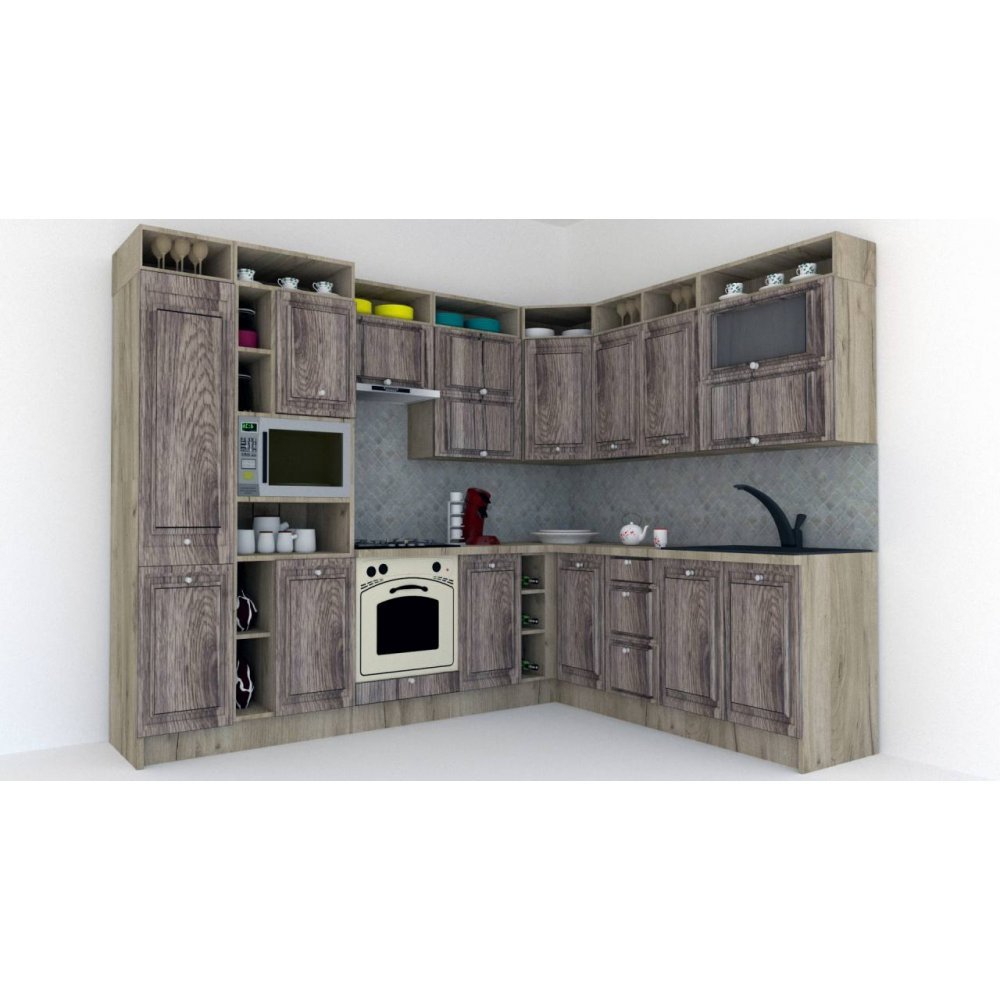 Bucatarie de Colt LEEA ART CORNER FRONT MDF ALAMO 220-280 ST. K002 / decor 213 Bucatarie de Colt LEEA ART CORNER FRONT MDF ALAMO 220-280 ST. K002 / decor 213