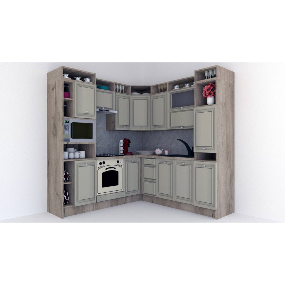 Bucatarie de Colt LEEA ART CORNER FRONT MDF STILE 220-220 B ST. K002 / decor 161