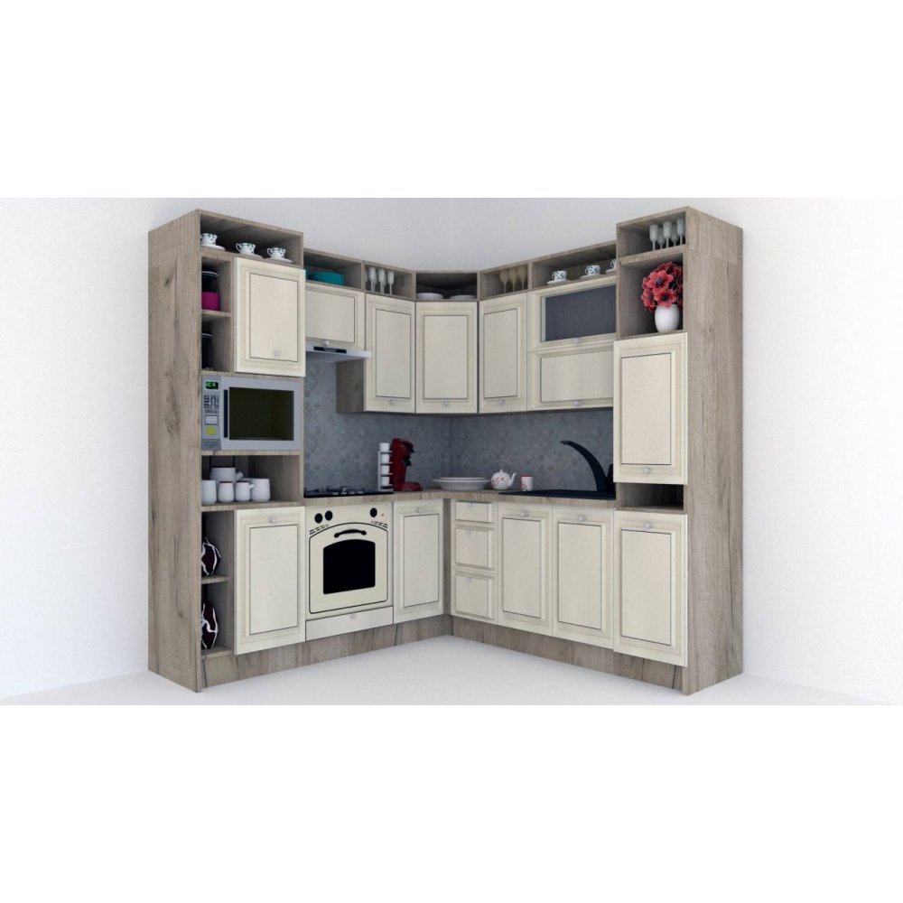 Bucatarie de Colt LEEA ART CORNER FRONT MDF STILE 220-220 B ST. K002 / decor 242