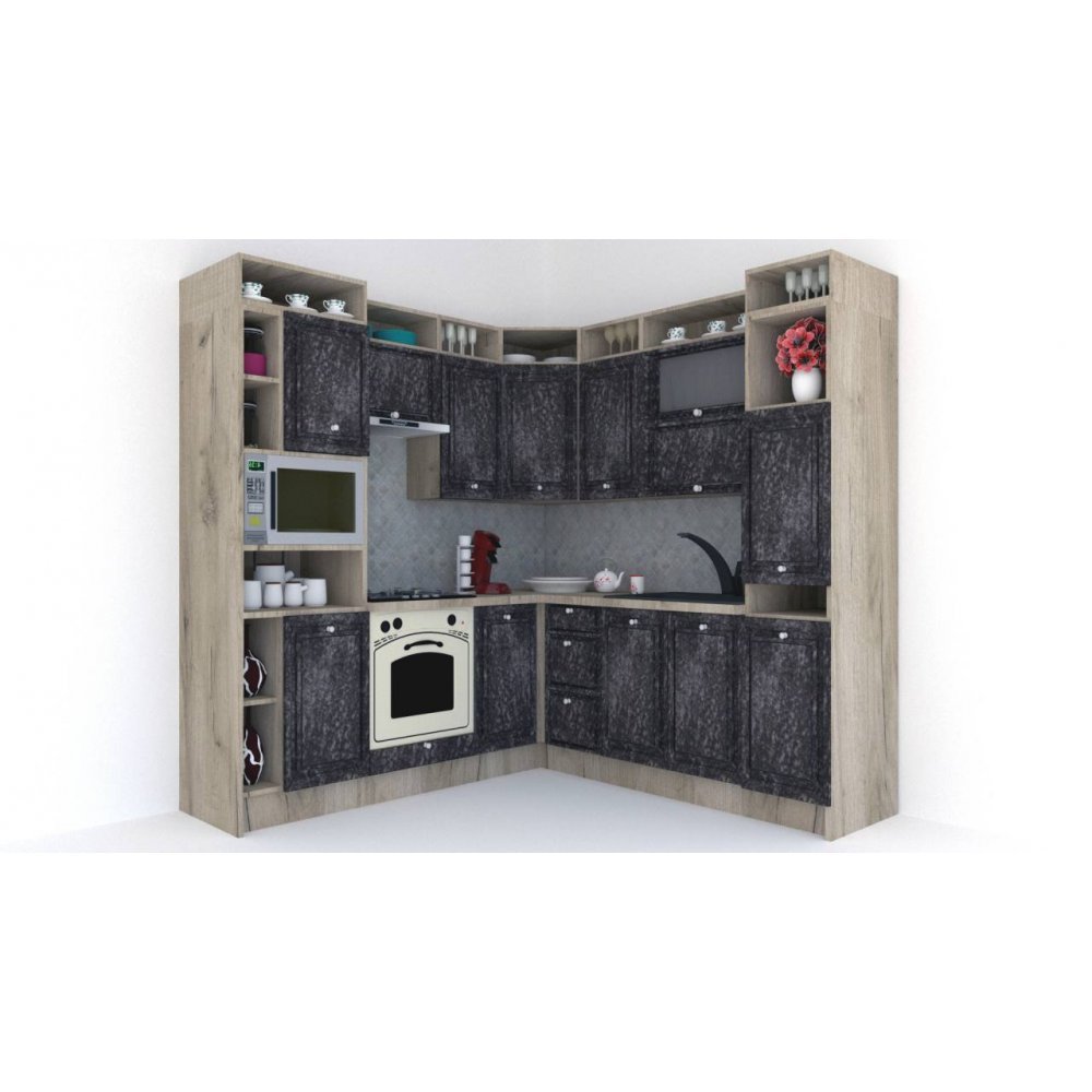 Bucatarie de Colt LEEA ART CORNER FRONT MDF STILE 220-220 B ST. K002 / decor 267