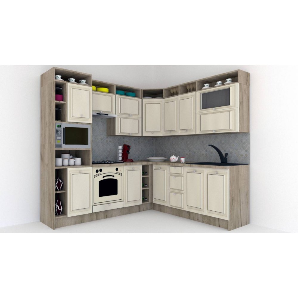 Bucatarie de Colt LEEA ART CORNER FRONT MDF CANYON 220-240 ST. K002 / decor 242