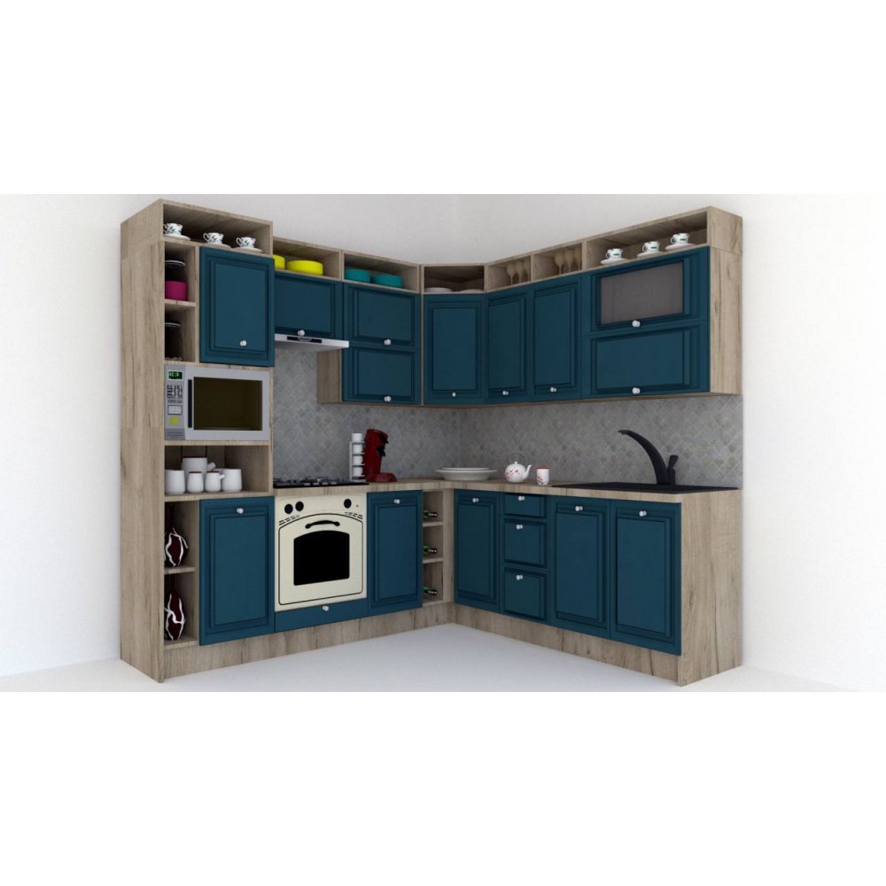 Bucatarie de Colt LEEA ART CORNER FRONT MDF CANYON 220-240 ST. K002 / decor 259