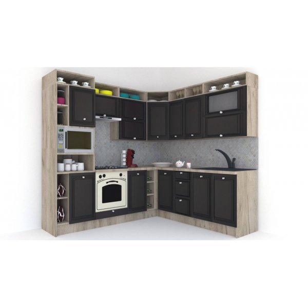 Bucatarie de Colt LEEA ART CORNER FRONT MDF ELBA 220-240 ST. K002 / decor 225